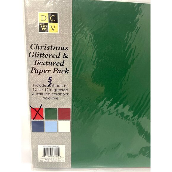 DCWV Christmas Glittered & Textured Paper Pack 12"x12" 5 Sheets Acid-Free Cardst - Picture 2 of 2
